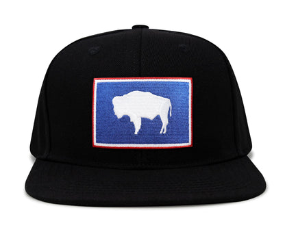 International Tie Wyoming Flag Hat for Men and Women - Snapback Trucker Baseball Cap (Black Flatbill)