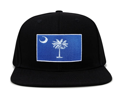 International Tie Premium South Carolina Flag Hat for Men and Women - Palmetto Snapback Trucker Baseball Cap (Black Flatbill)