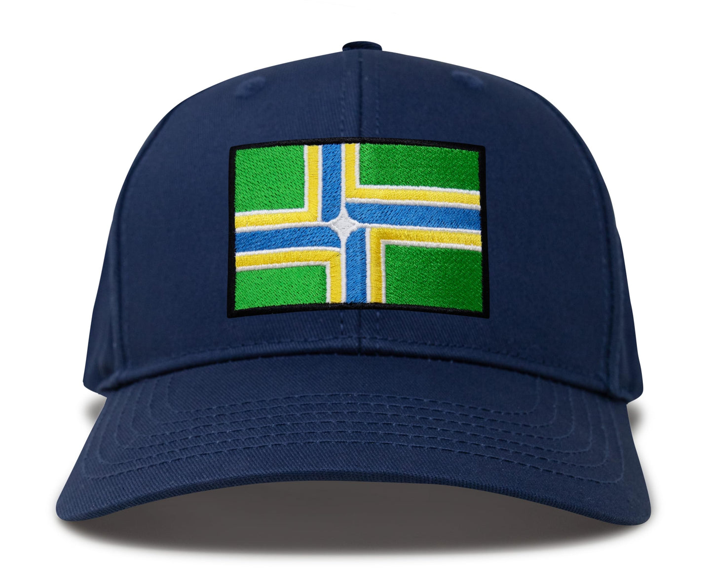 International Tie City Hat for Men and Women, Adjustable Snapback Trucker Baseball Cap with Embroidered Patch (Portland, All Navy)