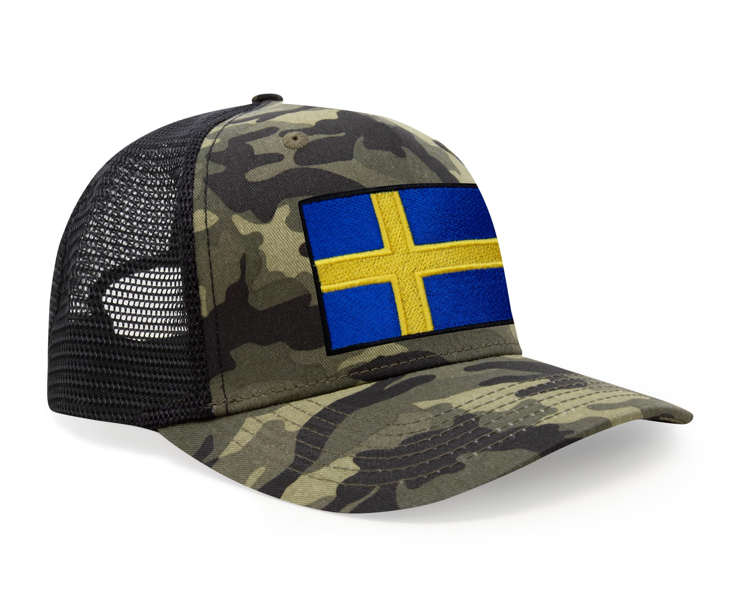 International Tie Swedish Flag Hat for Men and Women - Sweden Snapback Trucker Baseball Cap (Camouflage)