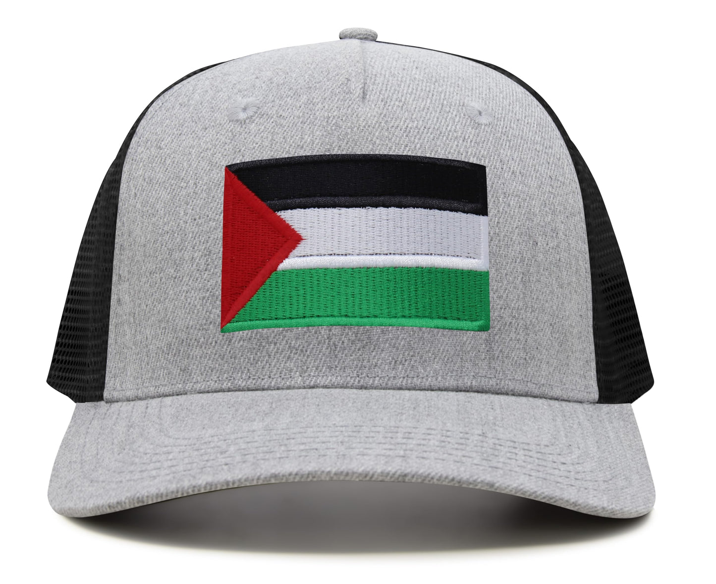 International Tie Palestine Hat for Men and Women - Snapback Trucker Baseball Cap (Grey/Black)