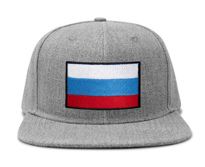 International Tie Russian Flag Hat for Men and Women - Adjustable Snapback Trucker Baseball Cap (Grey Flatbill)