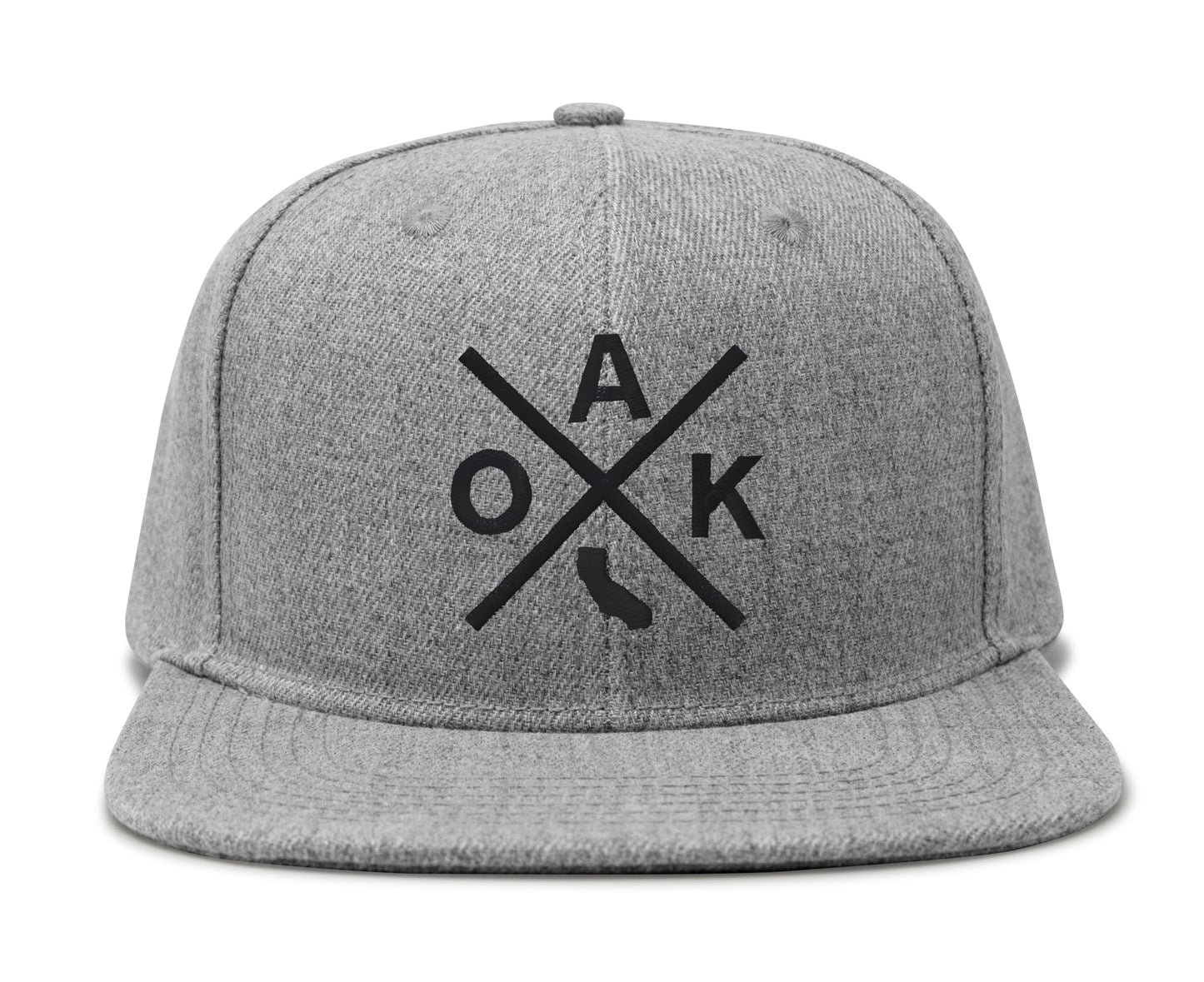 International Tie Hat for Men and Women, Adjustable Snapback Trucker Baseball Cap, Embroidered Cross Logo (OAK - Oakland, Grey Flatbill)