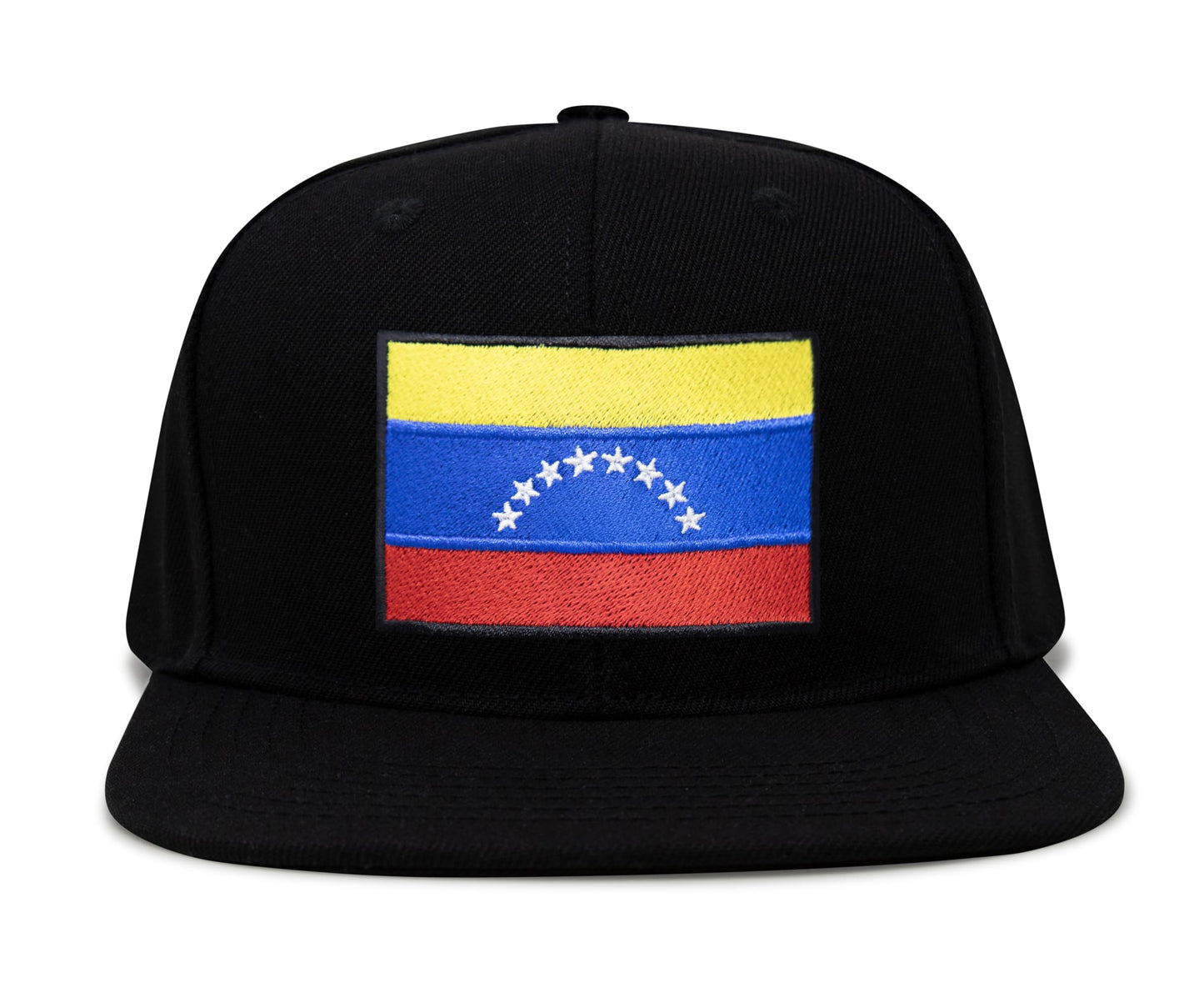 International Tie Country Hat for Men and Women, Adjustable Snapback Trucker Baseball Cap with Embroidered Patch (Venezuela, Black Flatbill) - International Tie