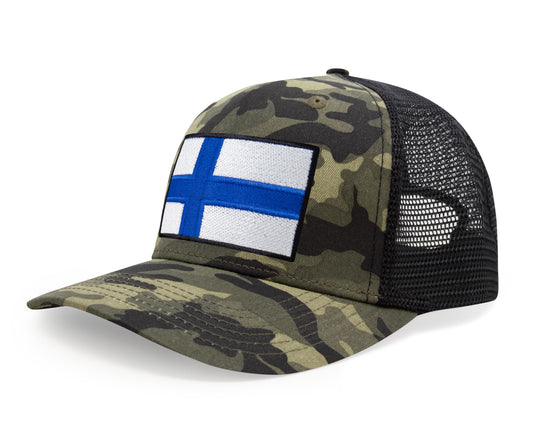 International Tie Finland Flag Hat for Men and Women - Adjustable Snapback Trucker Baseball Cap (Camouflage)