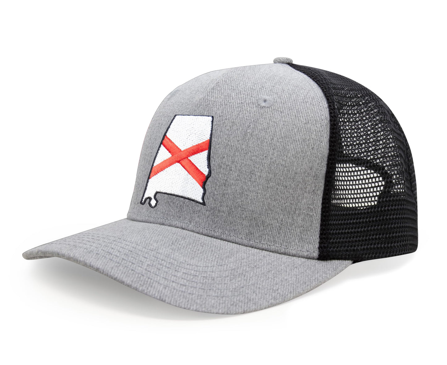 International Tie Stateline Flag Hat for Men and Women - Snapback Trucker Baseball Cap (Alabama, Grey Black)