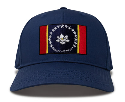 International Tie Mississippi Flag Hat for Men and Women – Snapback Trucker Baseball Cap (All Navy)