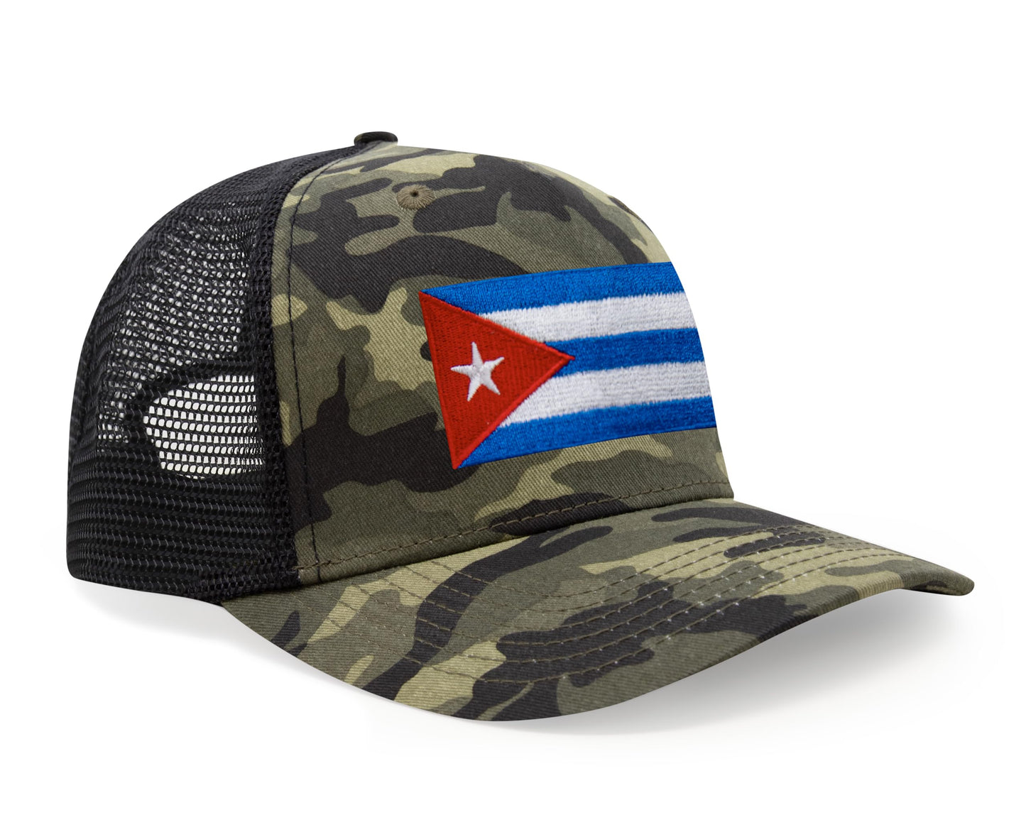 International Tie Country Hat for Men and Women, Adjustable Snapback Trucker Baseball Cap with Embroidered Patch (Cuba, Camouflage) - International Tie