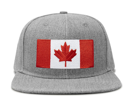 International Tie Canada Hat for Men and Women - Snapback Trucker Baseball Cap (Grey Flatbill)