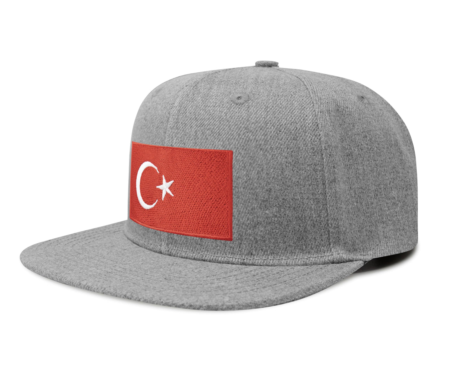 International Tie Country Hat for Men and Women, Adjustable Snapback Trucker Baseball Cap with Embroidered Patch (Turkey, Grey Flatbill) - International Tie