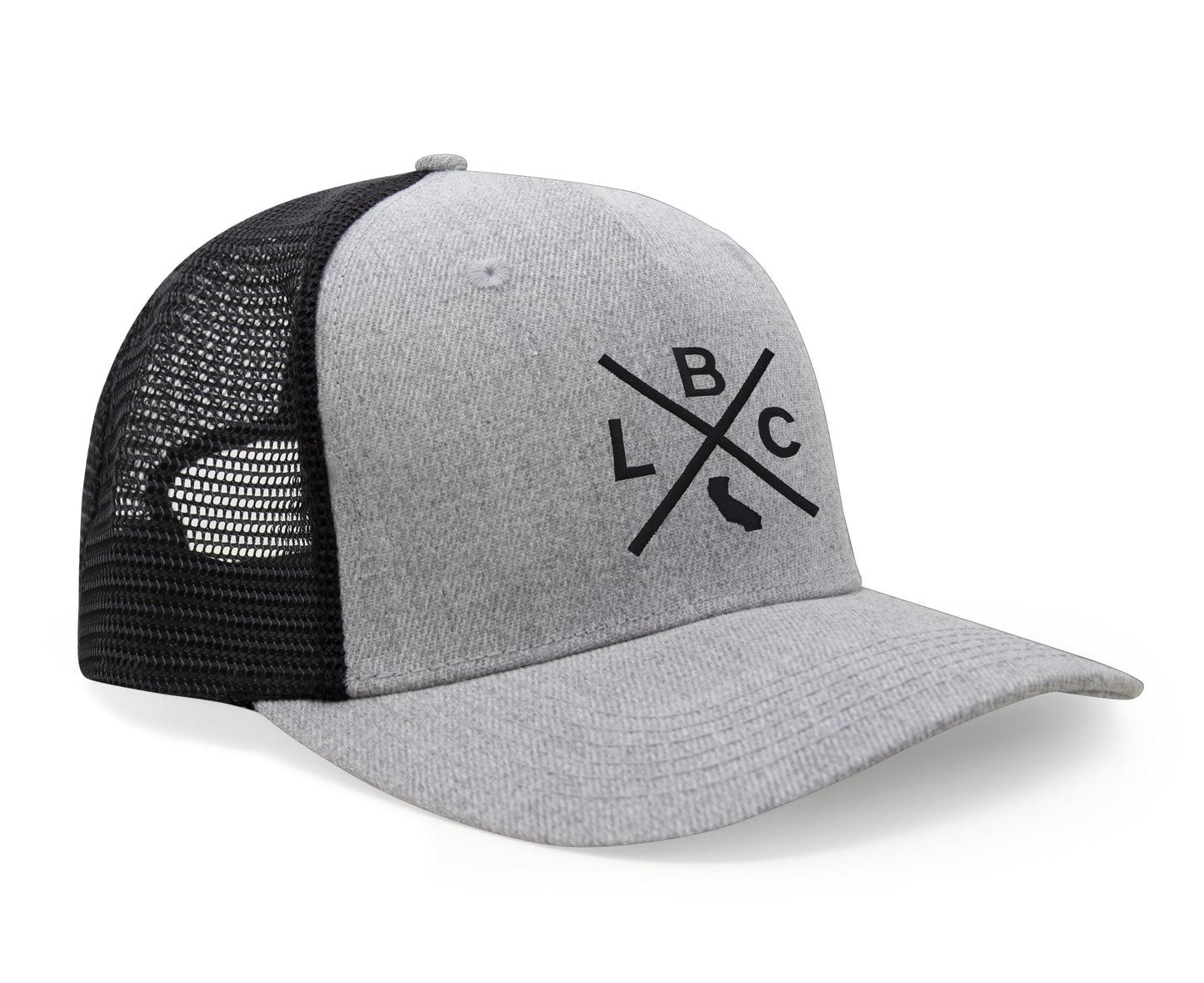 International Tie LBC (Long Beach California) - Hat for Men and Women - Snapback Trucker Baseball Cap (Grey/Black)