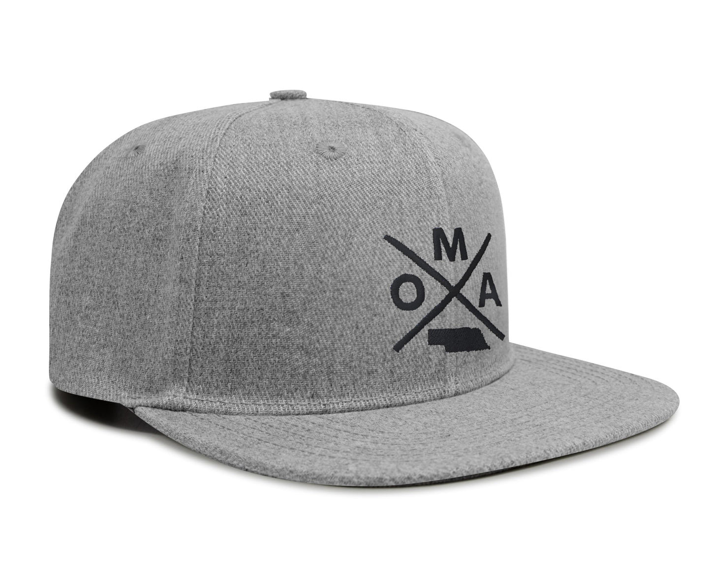 International Tie Hat for Men and Women, Snapback Trucker Baseball Cap, Embroidered Cross Logo (OMA - Omaha, Grey Flatbill) - International Tie