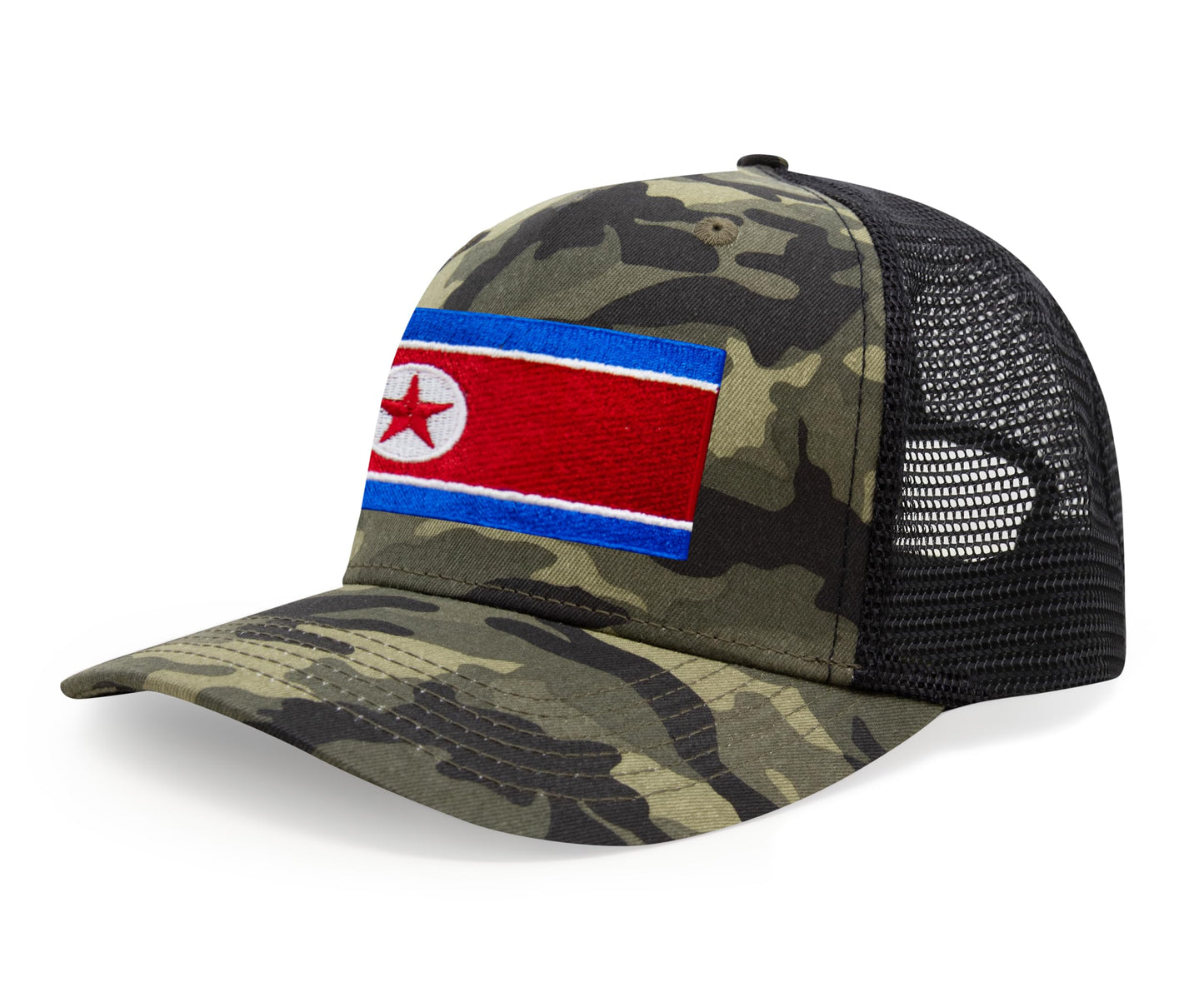 International Tie North Korea Flag Hat for Men and Women - Adjustable Snapback Trucker Baseball Cap (Camouflage)