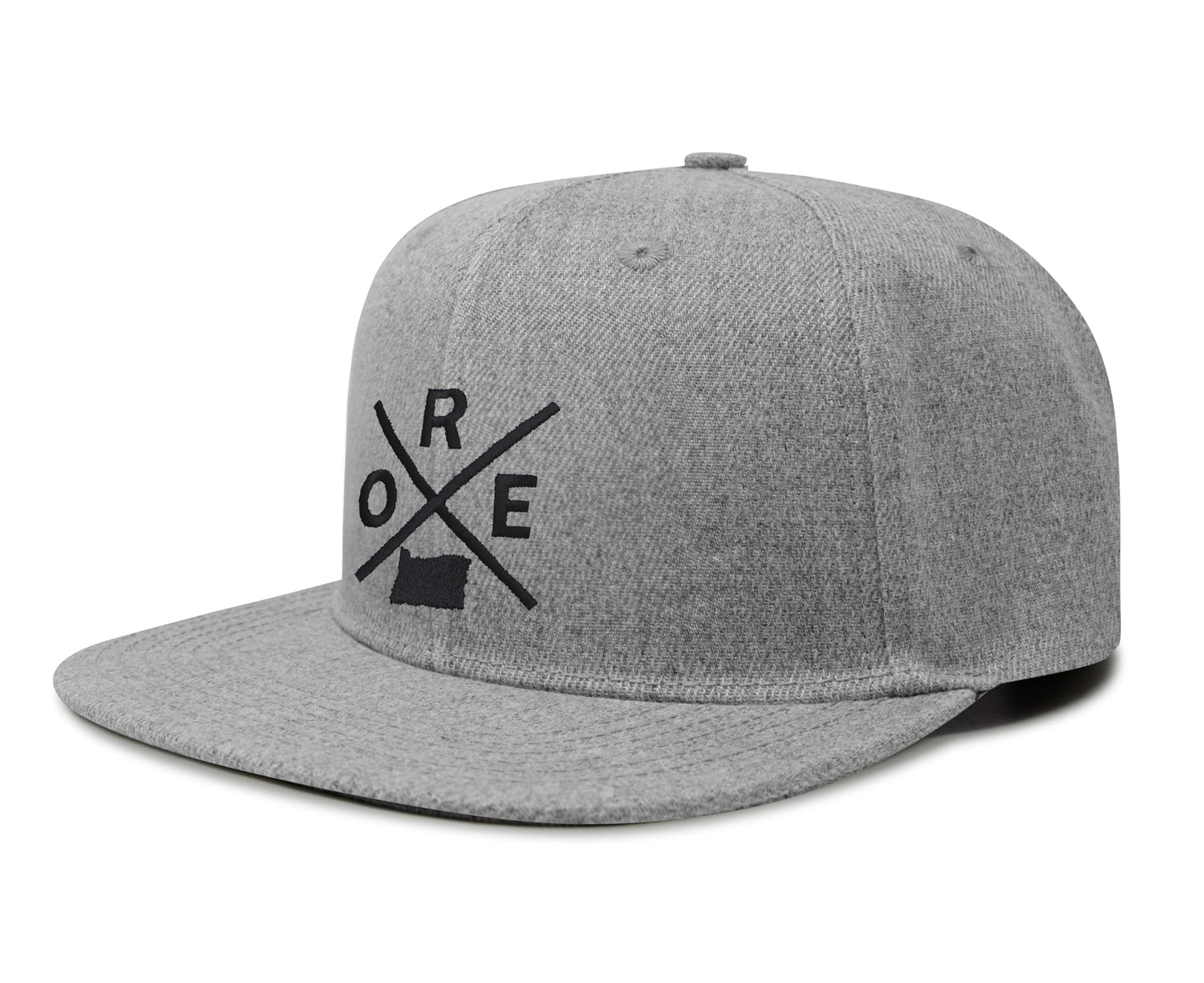 International Tie Hat for Men and Women, Snapback Trucker Baseball Cap, Embroidered Cross Logo (ORE - Oregon, Grey Flatbill) - International Tie