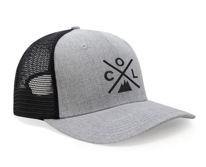 International Tie Hat for Men and Women, Adjustable Snapback Trucker Baseball Cap, Embroidered Cross Logo (COL - Colorado, Grey Black)
