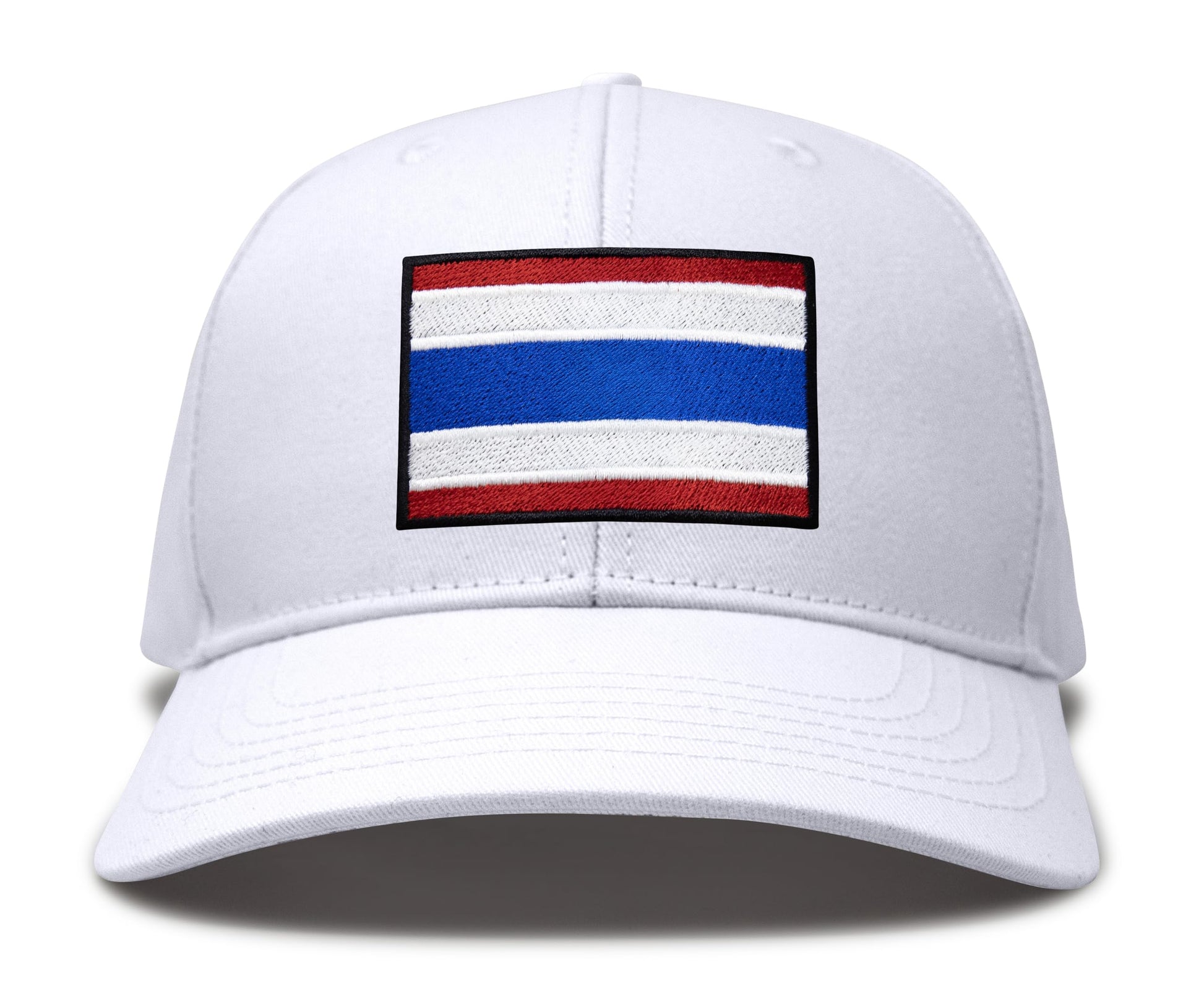 International Tie Country Hat for Men and Women, Adjustable Snapback Trucker Baseball Cap with Embroidered Patch (Thailand, All White) - International Tie