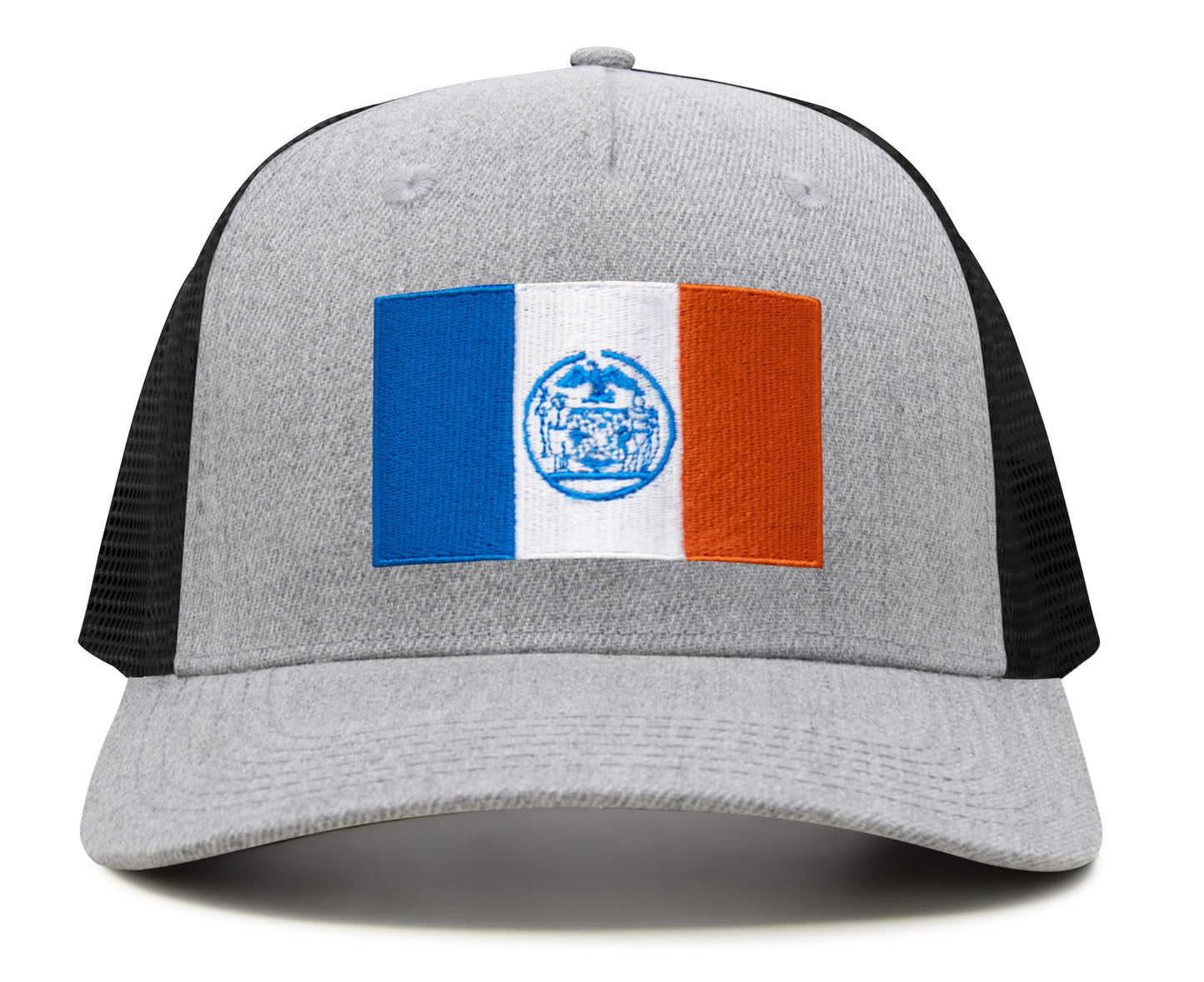 International Tie New York City Flag Hat for Men and Women - Adjustable Snapback Trucker Baseball Cap (Grey Black)