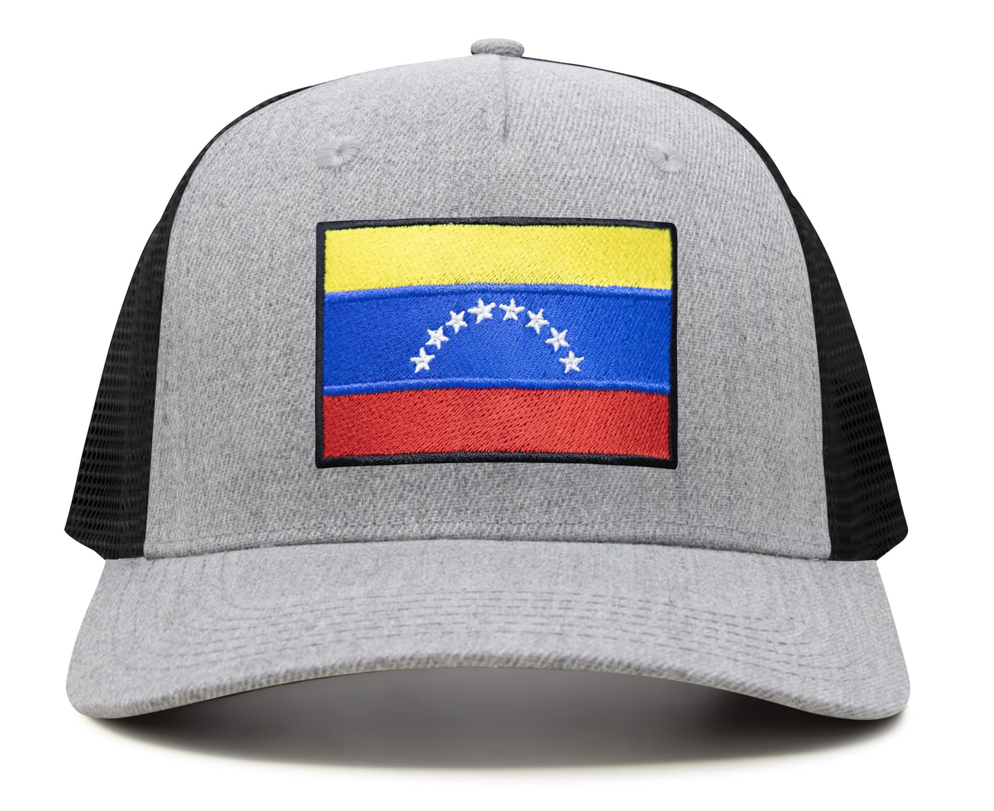 International Tie Country Hat for Men and Women, Adjustable Snapback Trucker Baseball Cap with Embroidered Patch (Venezuela, Grey Black) - International Tie
