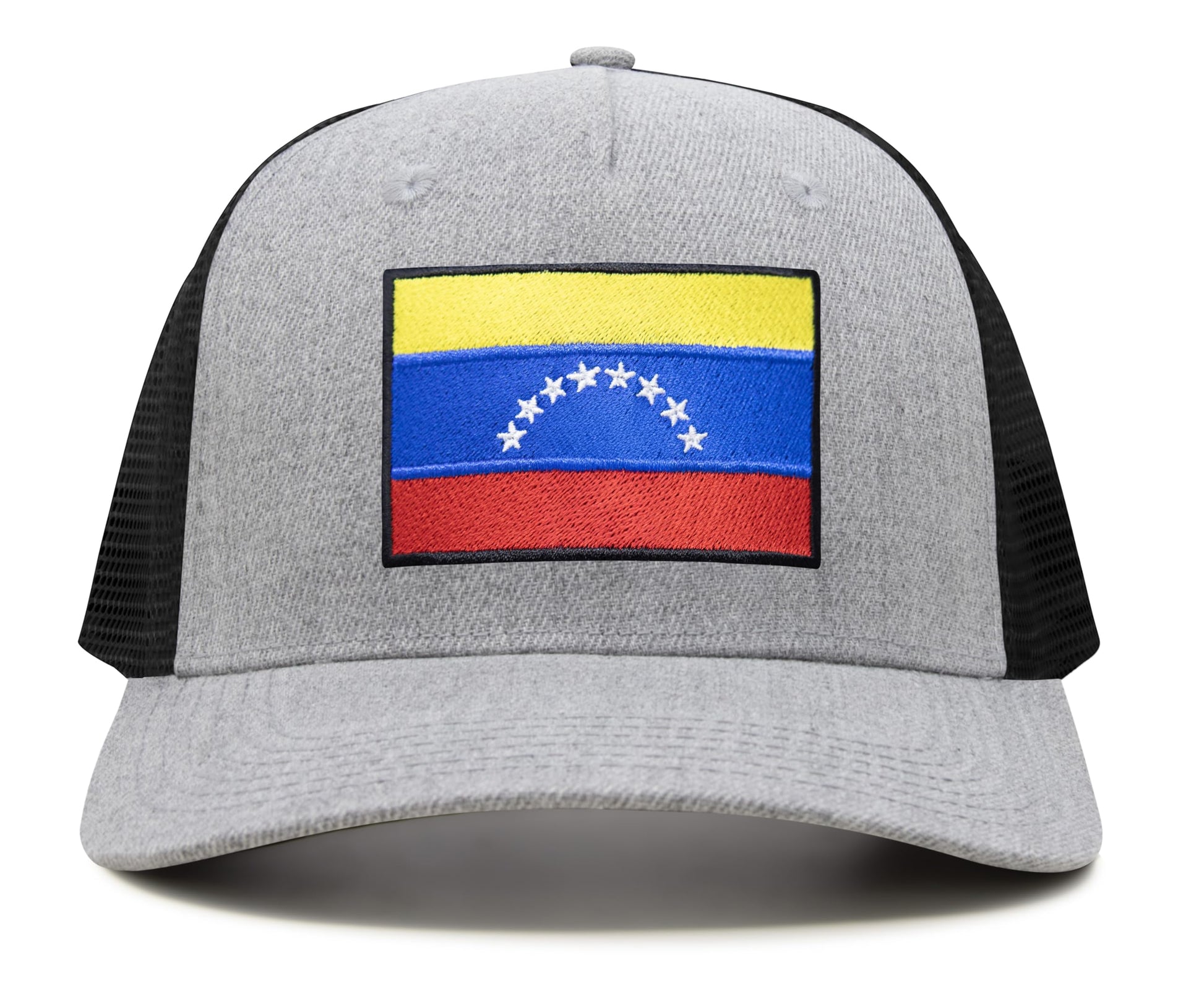 International Tie Country Hat for Men and Women, Adjustable Snapback Trucker Baseball Cap with Embroidered Patch (Venezuela, Grey Black) - International Tie