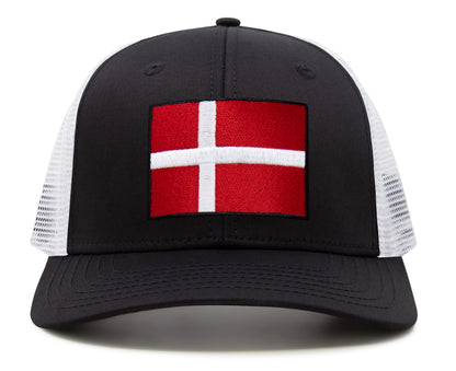 Denmark Flag Hat for Men and Women – Adjustable Snapback Baseball Cap by International Tie (Black White)
