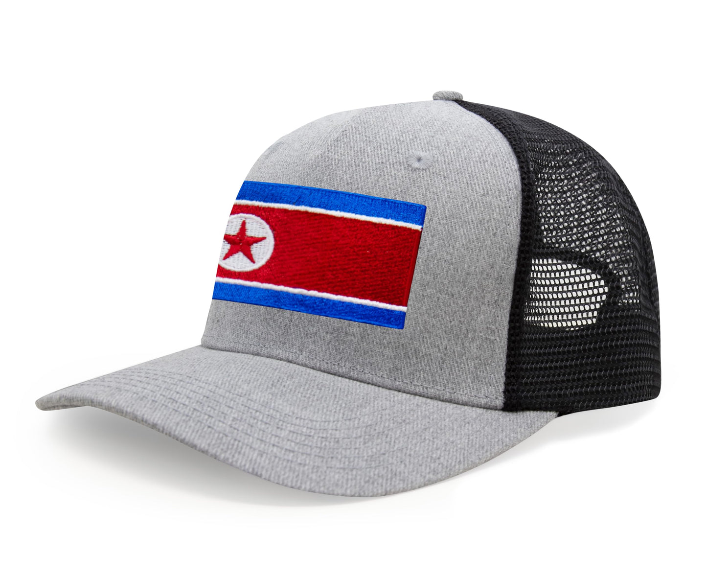 International Tie North Korea Flag Hat for Men and Women - Adjustable Snapback Trucker Baseball Cap (Grey Black)