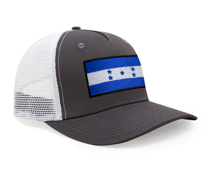 International Tie Honduras Flag Hat for Men and Women - Adjustable Snapback Trucker Baseball Cap (Grey White)