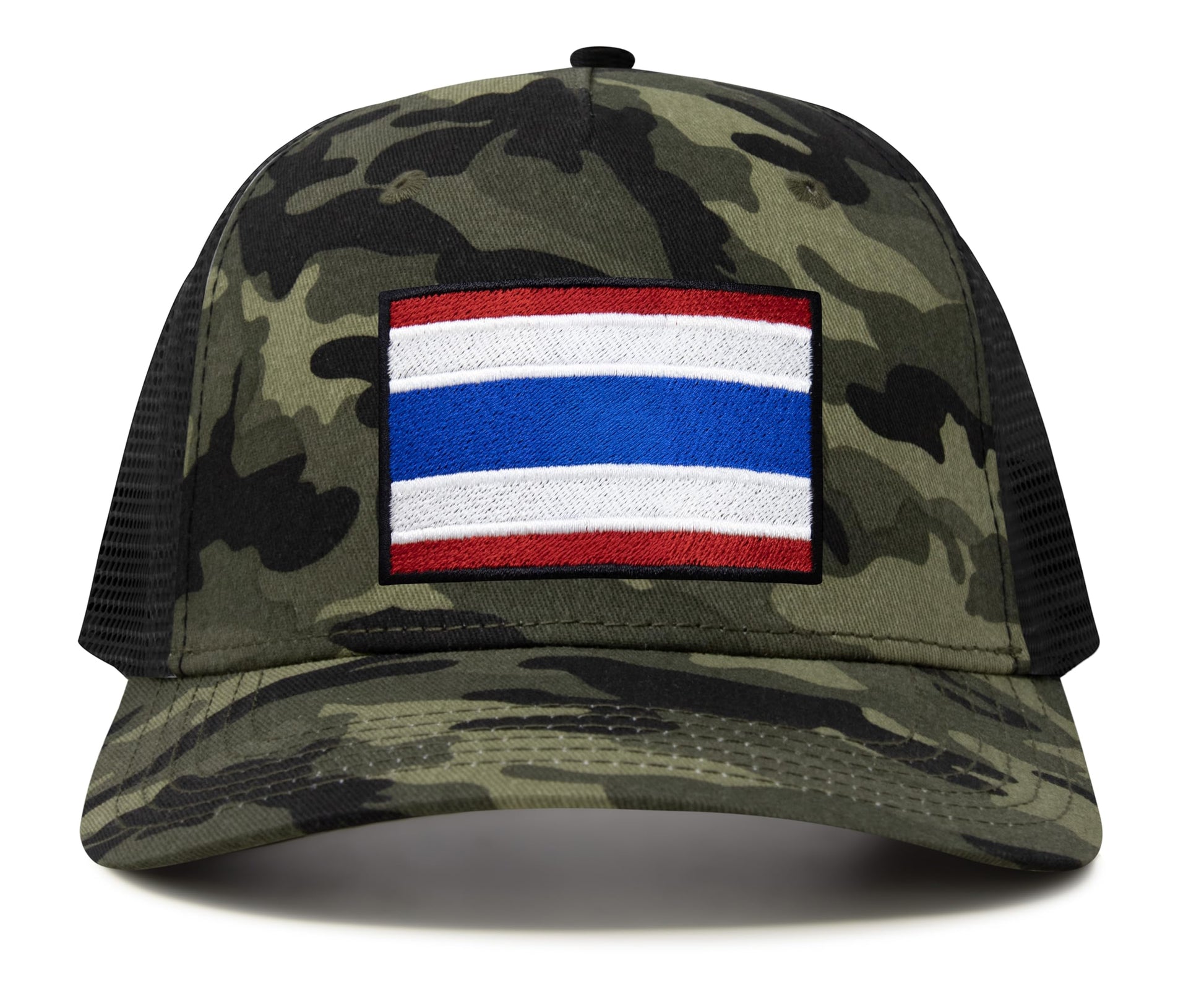 International Tie Country Hat for Men and Women, Adjustable Snapback Trucker Baseball Cap with Embroidered Patch (Thailand, Camouflage) - International Tie
