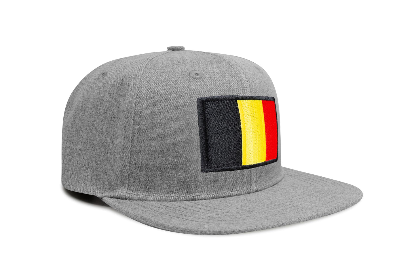 International Tie Country Hat for Men and Women, Adjustable Snapback Trucker Baseball Cap with Embroidered Patch (Belgium, Grey Flatbill) - International Tie