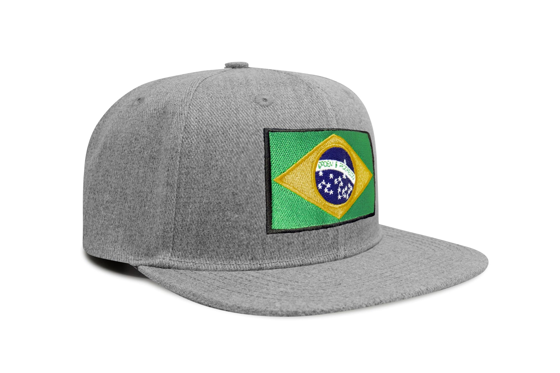 International Tie Country Hat for Men and Women, Adjustable Snapback Trucker Baseball Cap with Embroidered Patch (Brazil, Grey Flatbill) - International Tie