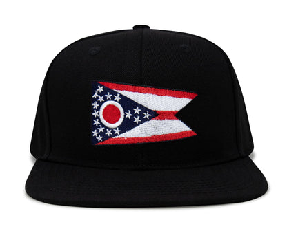 International Tie Premium Ohio - Flag Patch Hat for Men and Women - Snapback Trucker Baseball Cap (Black Flatbill)