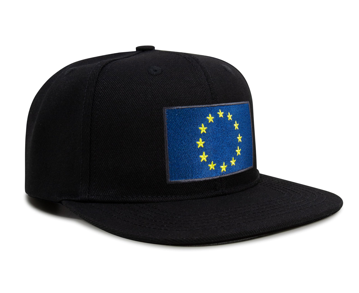 European Flag Hat for Men and Women - EU Trucker Snapback Baseball Cap by International Tie (Black Flatbill)