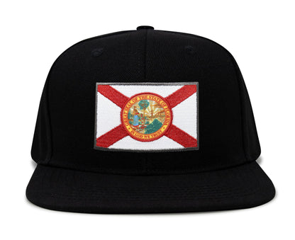 International Tie Florida Flag Hat for Men and Women – Snapback Trucker Baseball Cap (Black Flatbill)