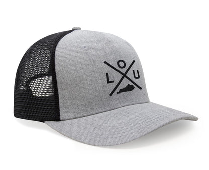 International Tie LOU (Louisville) - Hat for Men and Women - Snapback Trucker Baseball Cap (Grey/Black)