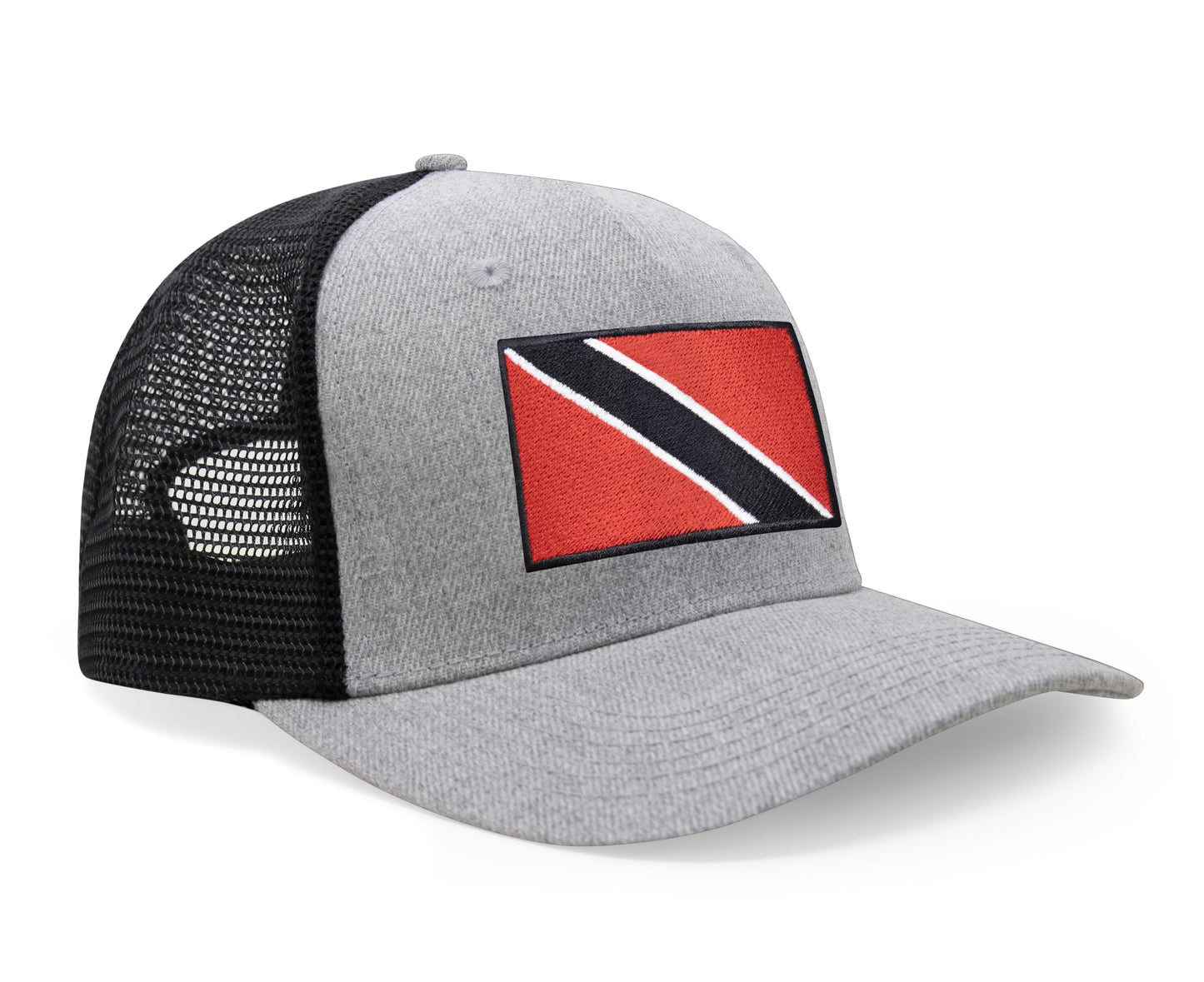 International Tie Country Hat for Men and Women, Adjustable Snapback Trucker Baseball Cap with Embroidered Patch (Trinidad and Tobago, Grey Black) - International Tie