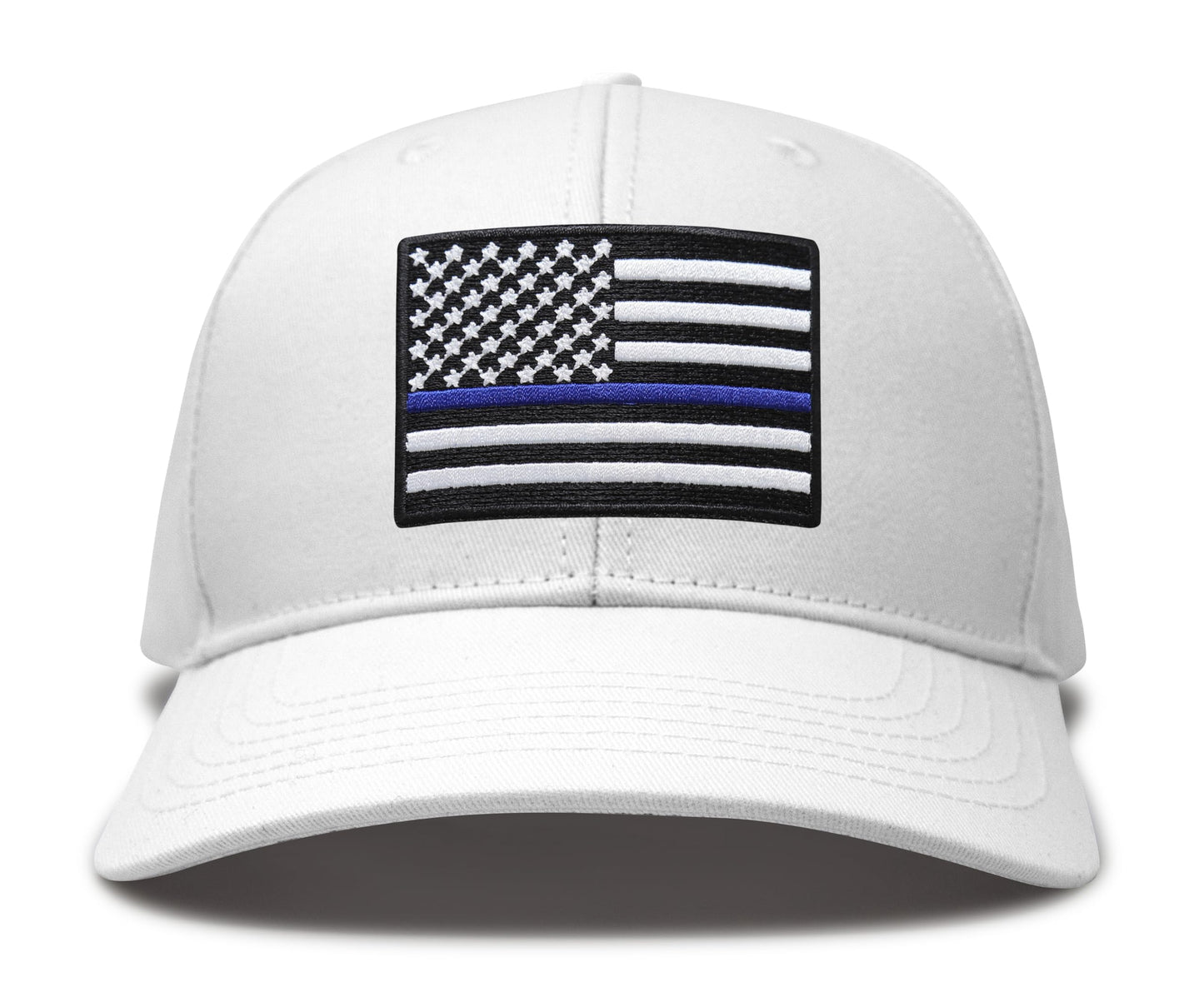 International Tie Thin Blue Line Flag Trucker Hat for Men and Women – Snapback Baseball Cap (All White)