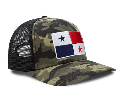 International Tie Panama Flag Hat for Men and Women - Adjustable Snapback Trucker Baseball Cap (Camouflage)