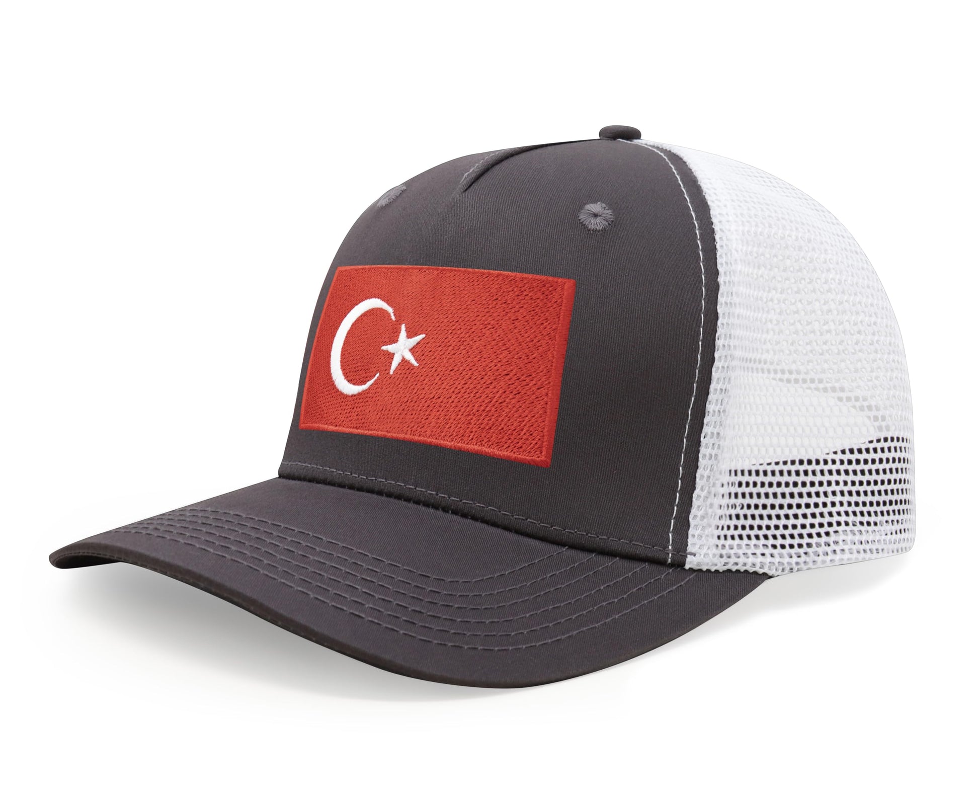 International Tie Country Hat for Men and Women, Adjustable Snapback Trucker Baseball Cap with Embroidered Patch (Turkey, Grey White) - International Tie