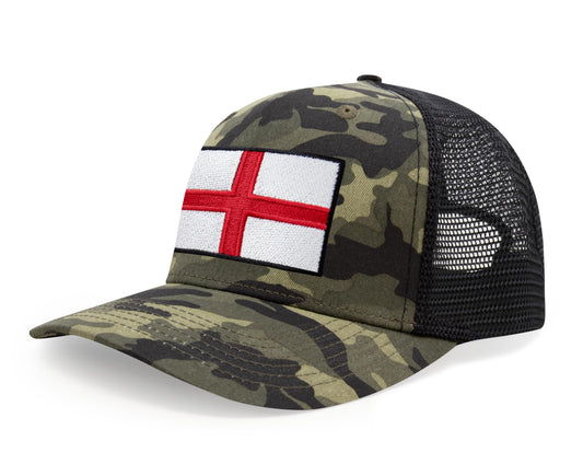 International Tie England - Saint George Flag Hat for Men and Women, Adjustable Snapback Trucker Baseball Cap (Camouflage)
