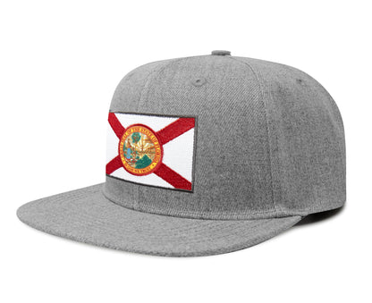 International Tie Florida Flag Hat for Men and Women - Snapback Trucker Baseball Cap (Grey Flatbill)