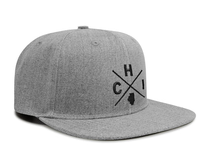 International Tie Chicago Flag Hat Men and Women – Snapback Trucker Baseball Cap (Grey Flatbill)