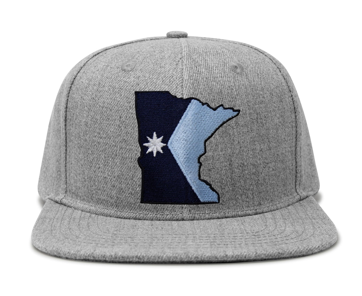 International Tie Stateline Flag Hat for Men and Women - Snapback Trucker Baseball Cap (Minnesota, Grey Flatbill)