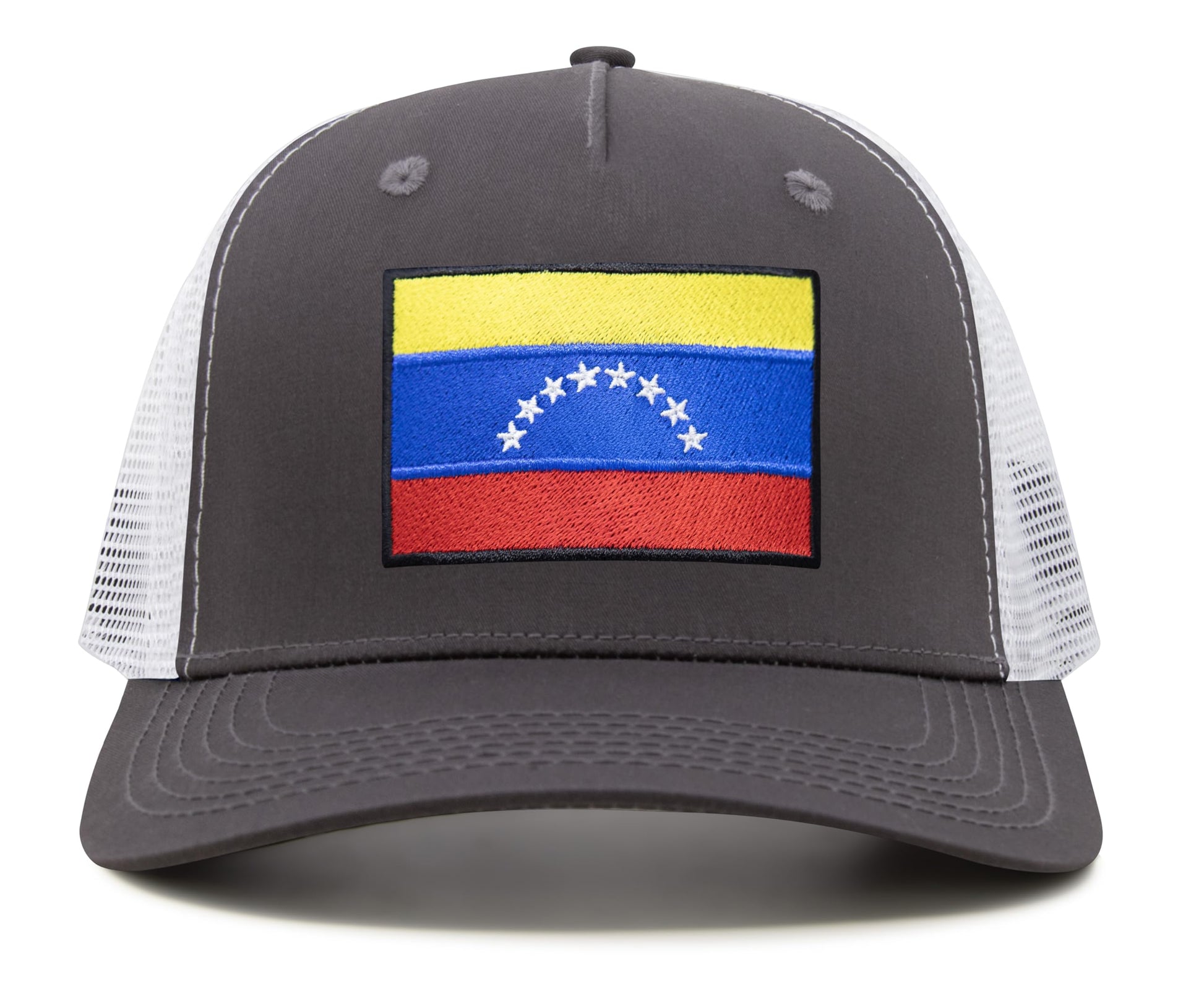 International Tie Country Hat for Men and Women, Adjustable Snapback Trucker Baseball Cap with Embroidered Patch (Venezuela, Grey White) - International Tie
