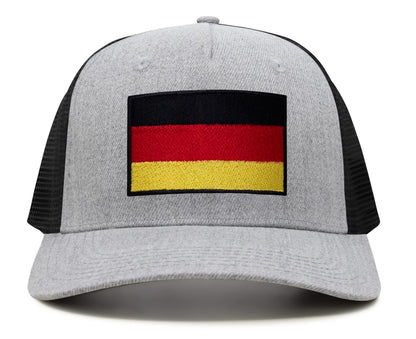 International Tie Germany Flag Hat for Men and Women - Adjustable Snapback Trucker Baseball Cap (Grey Black)