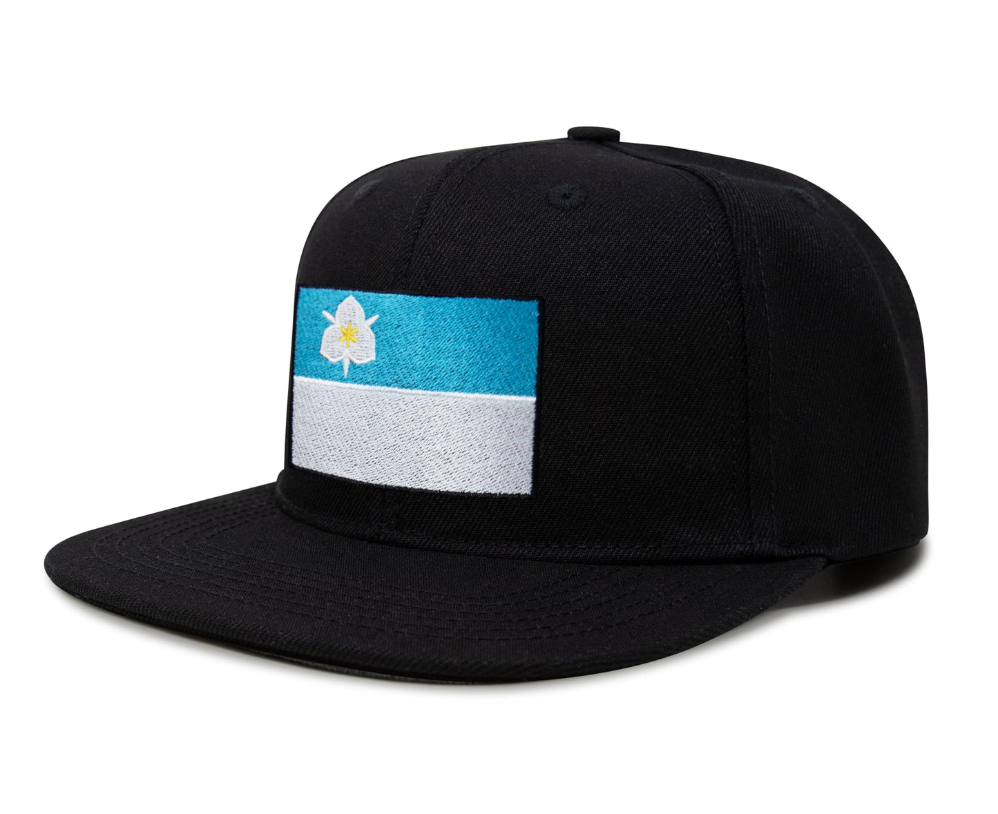 International Tie City Hat for Men and Women, Adjustable Snapback Trucker Baseball Cap with Embroidered Patch (Salt Lake City, Black Flatbill)