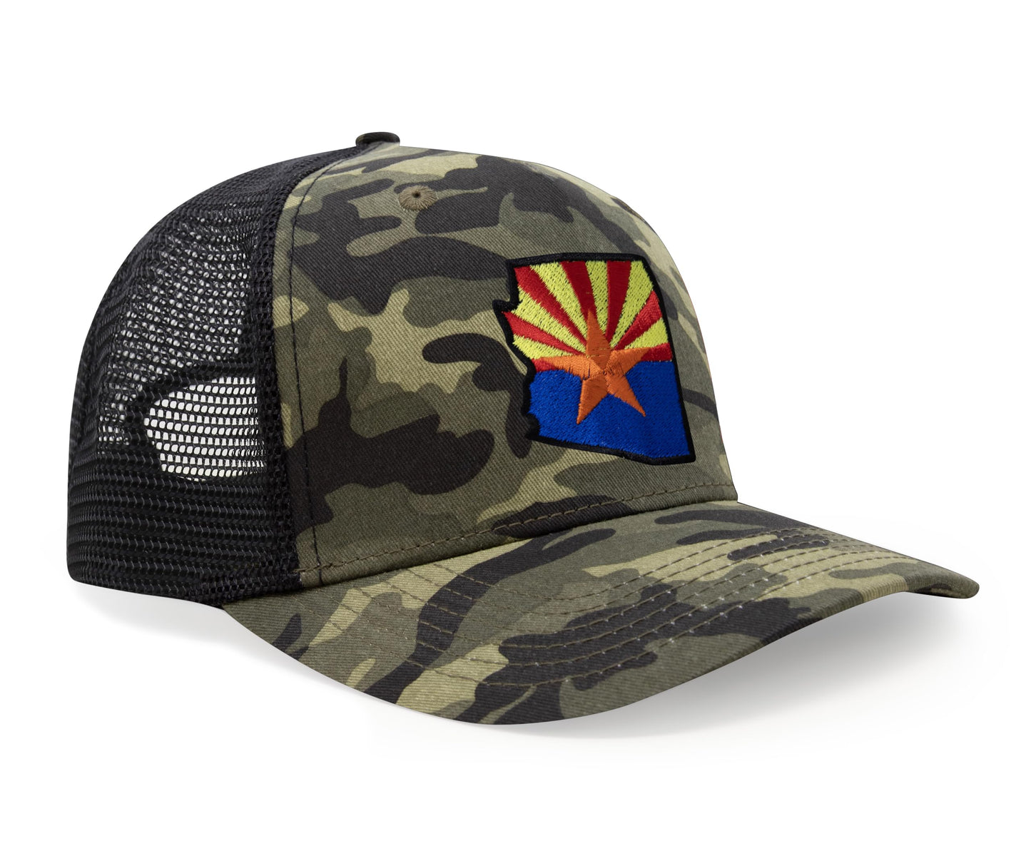 International Tie Stateline Flag Hat for Men and Women - Snapback Trucker Baseball Cap (Arizona, Camouflage)