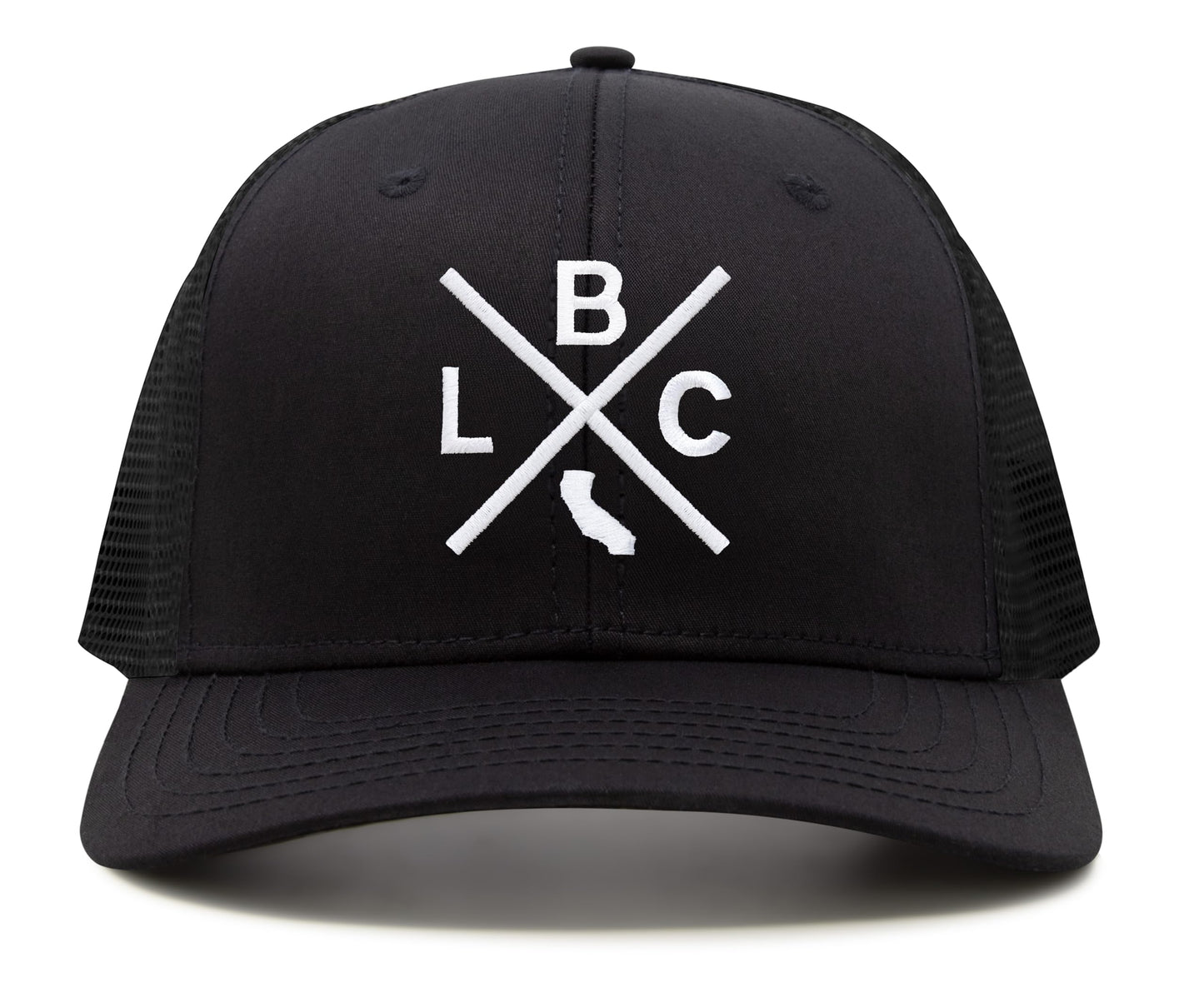 International Tie LBC (Long Beach California) - Hat for Men and Women - Snapback Trucker Baseball Cap (All Black)