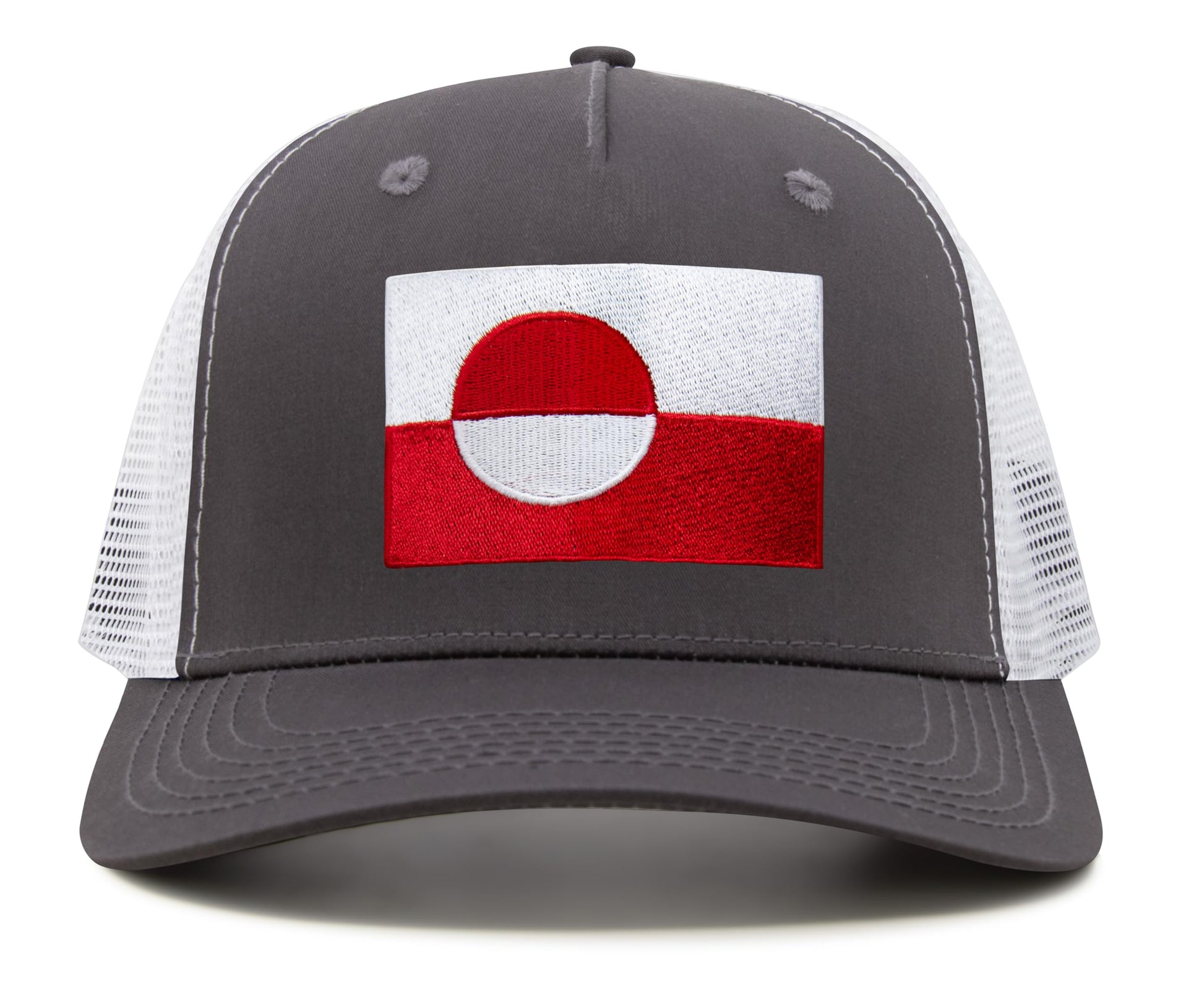International Tie Country Hat for Men and Women, Adjustable Snapback Trucker Baseball Cap with Embroidered Patch (Greenland, Grey White) - International Tie