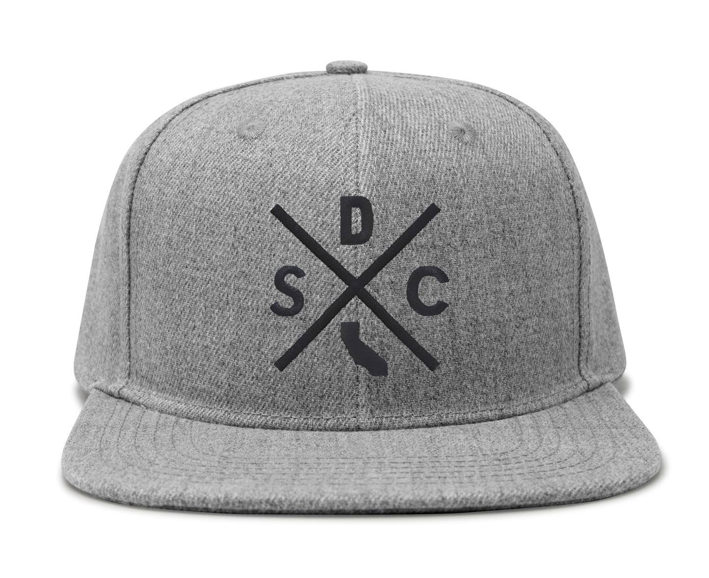 International Tie Hat for Men and Women, Adjustable Snapback Trucker Baseball Cap, Embroidered Cross Logo (SDC - San Diego, Grey Flatbill)