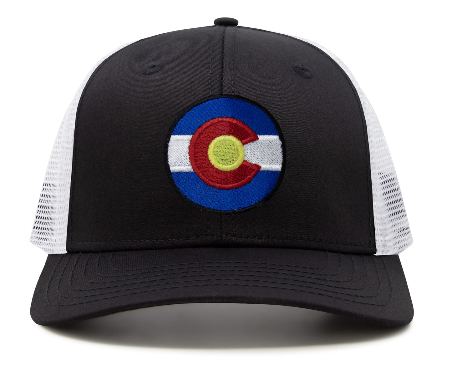 International Tie Stateline Flag Hat for Men and Women - Snapback Trucker Baseball Cap (Colorado, Black White)