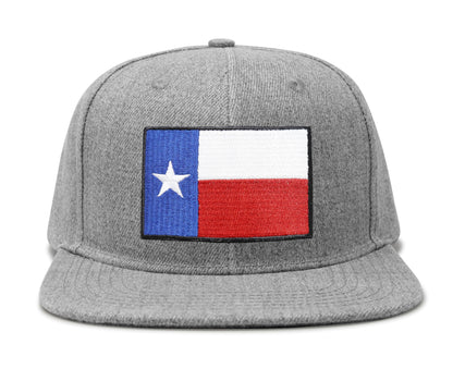 International Tie Texas Flag Hat for Men and Women - Snapback Trucker Baseball Cap (Grey Flatbill)